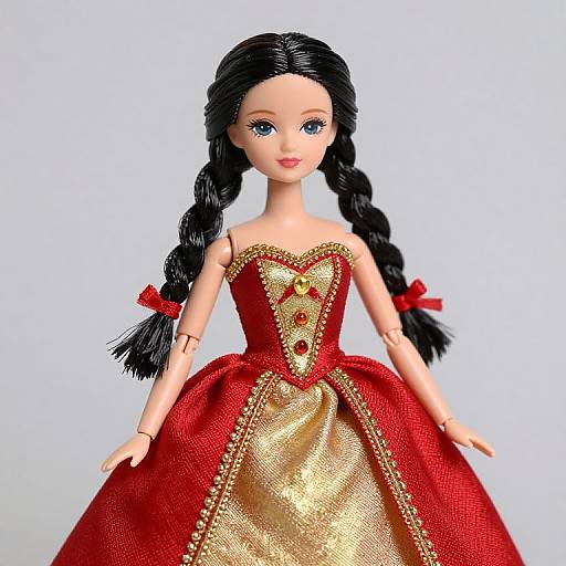 Female Doll in Red and Gold Dress