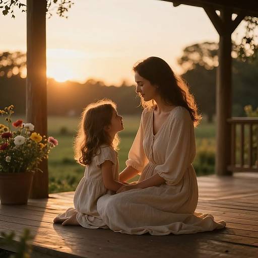 Mother and Daughter Sunset Portrait