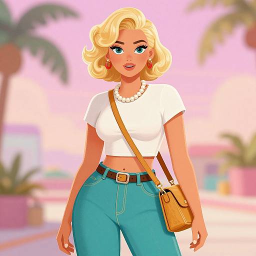 Retro Chic Blonde Woman Illustration