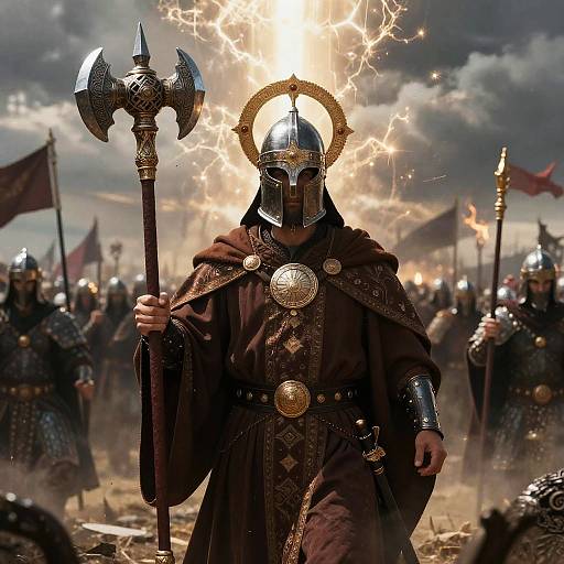 Orthodox Warrior Priest Leading Charge