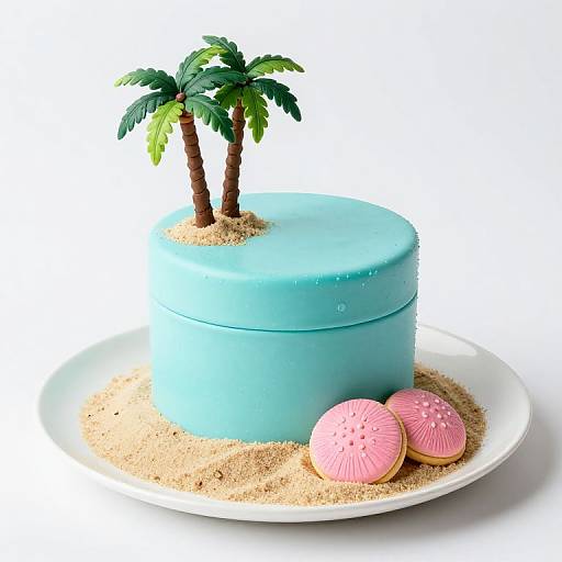 Tiffany-Blue Wedding Cake with Palm Trees