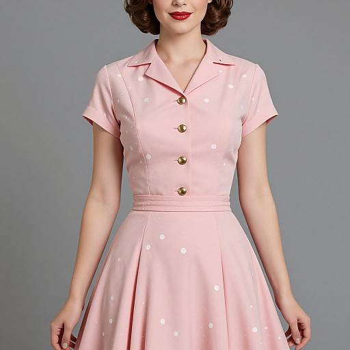 Vintage 1950s Woman in Pink Dress