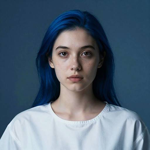 Ultra Realistic Portrait of Blue-Haired Lady