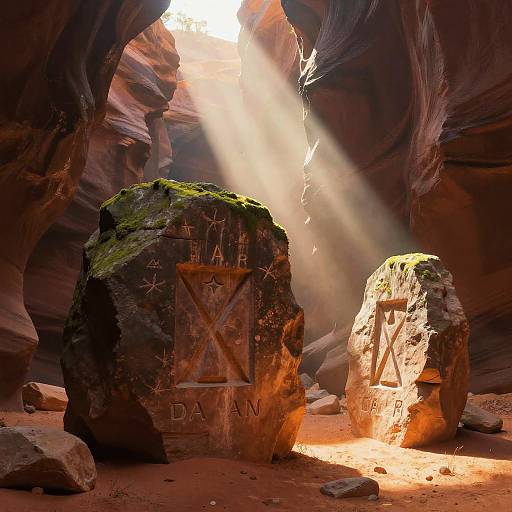 Lost Dawn Symbols in Desert Canyon