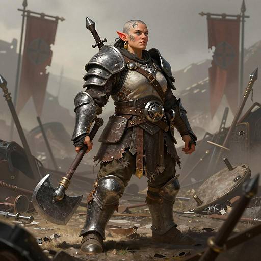 Female Dwarf Mercenary in Battle Armor