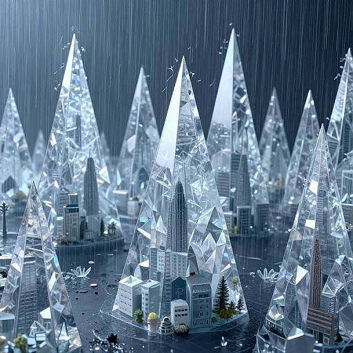 Ethereal Cyberpunk Pyramids in Rain