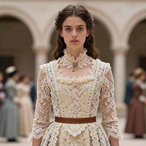 Elegant Lace Dress Portrait of a Woman