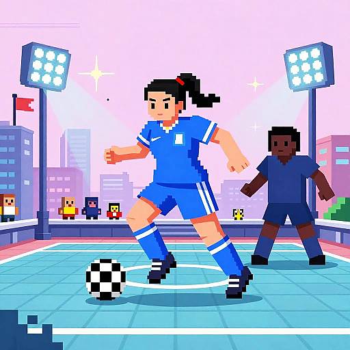 Retro Pixel Art Futsal Action