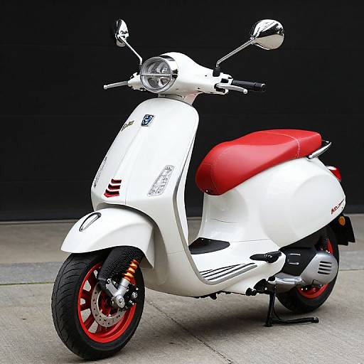 White Vespa Scooter with Red Accents