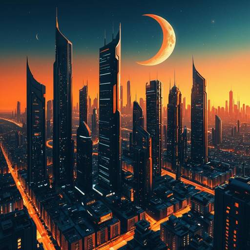 Futuristic City Skyline at Sunset
