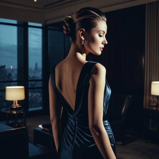 Elegant Woman in Evening Gown in Luxury Penthouse Elegant Woman in Evening Gown in Luxury Penthouse