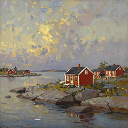 Cinematic Swedish Archipelago Oil Painting