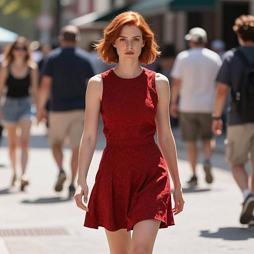 Photorealistic Red-Haired Woman in City