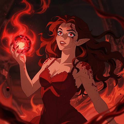 Crimson Blood Sorceress Casting Spell