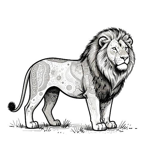 Minimalistic Monochrome Lion Landscape