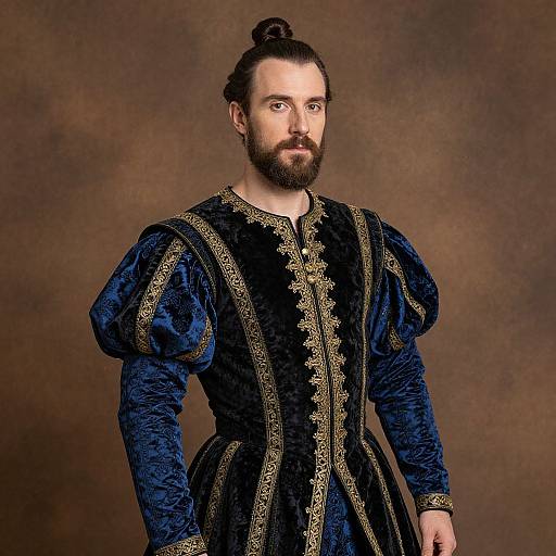 Elegant Renaissance Man in Velvet Doublet