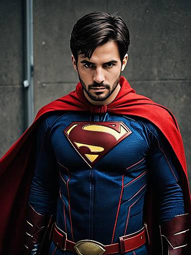 Realistic Male Superhero with Red Cape