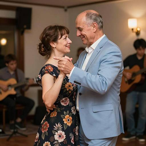 Couple Dancing in a Dimly Lit Room