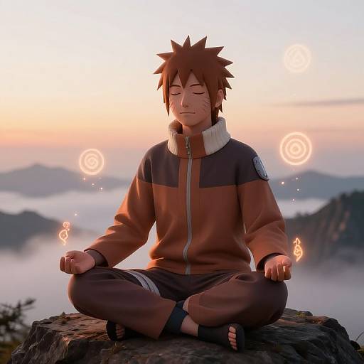 Serene Brown-Haired Ninja Meditation