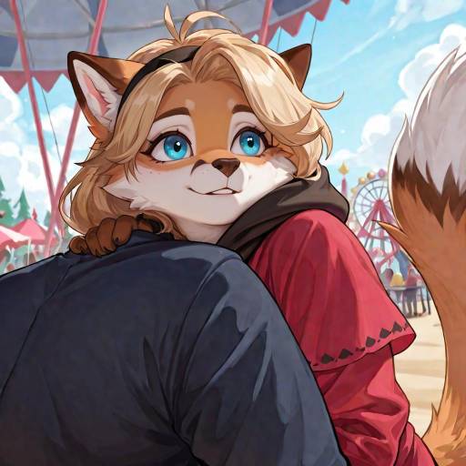 Vibrant Ecchi Fox in Amusement Park