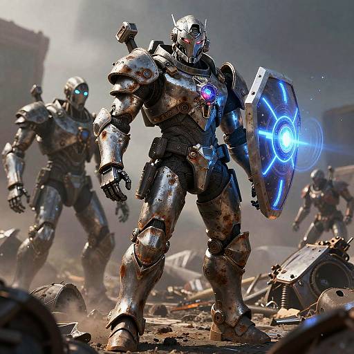 Techno Knight in Post-Apocalyptic Wasteland