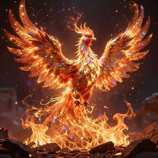 Majestic Phoenix Rising in Fiery Glory