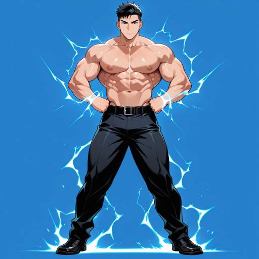 Heroic Muscular Man with Electrokinesis Heroic Muscular Man with Electrokinesis