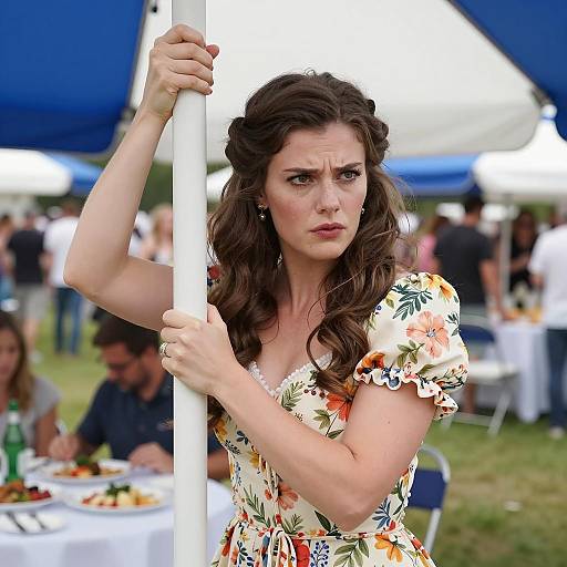 Vintage Floral Dress at Outdoor Event