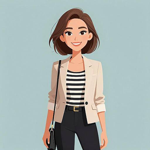 Smiling Woman in Business Casual Outfit
