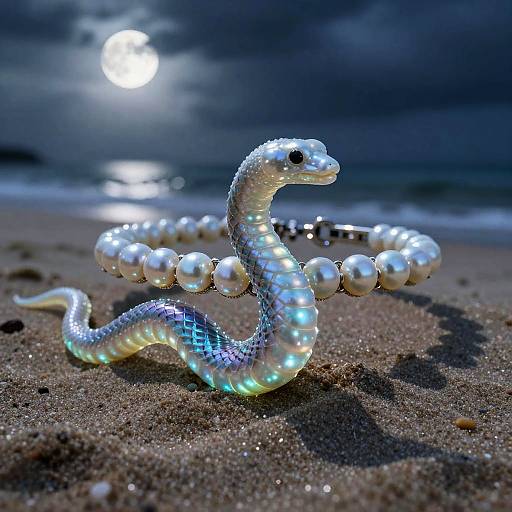 Extreme Close-Up Bioluminescent Pearl Choker