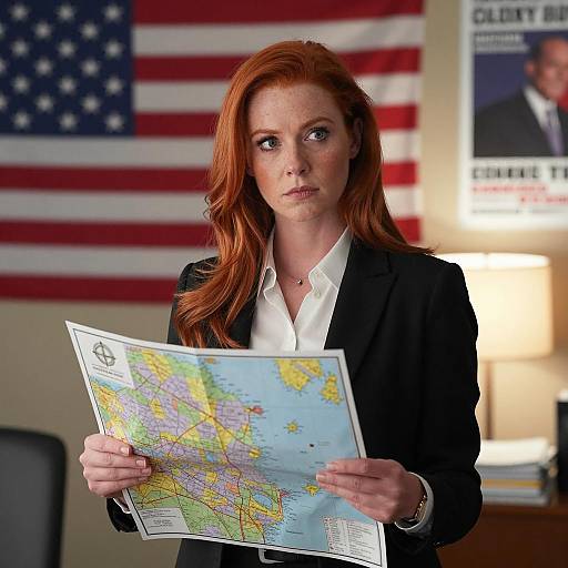 Serious Red-Haired Woman in Office