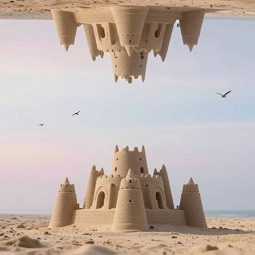 Ethereal Sandcastle Against Inverted Sky