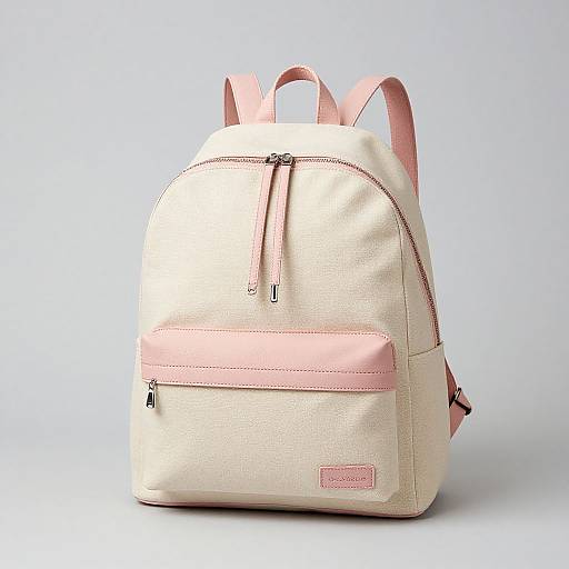 Two-Tone Pink Leather Canvas Backpack