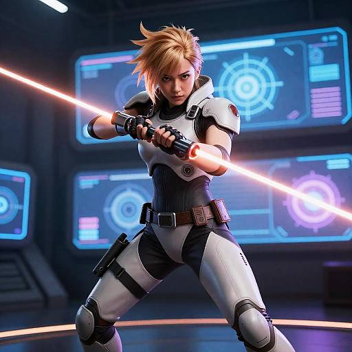 Futuristic Sci-Fi Warrior Action Pose