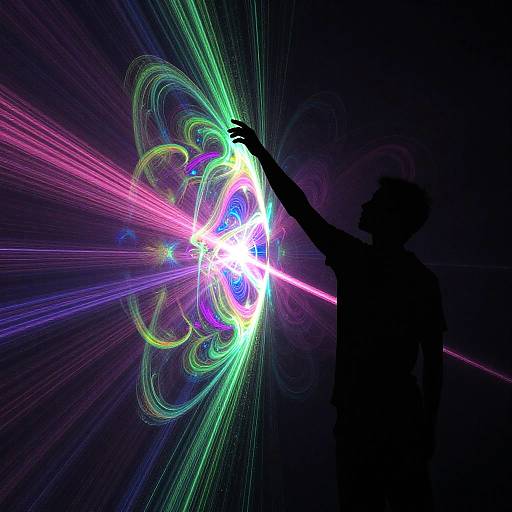 Abstract Reaching with Neon Fractals