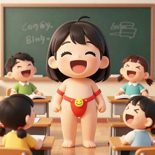 Humorous Cartoon Classroom Scene