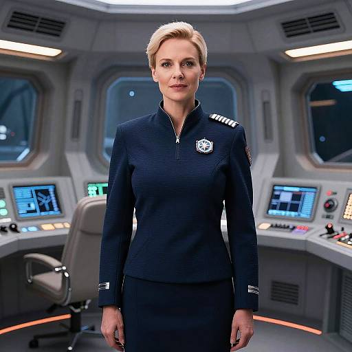 Starship Captain in Galactic Control Room