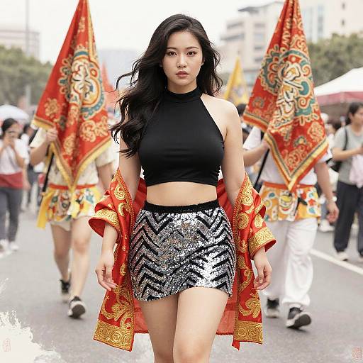 Curvy Woman at Sydney Parade in Asian Style