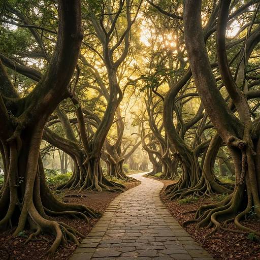 Mystical Forest with Colossal Twisting Trees