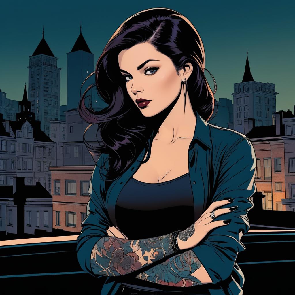 Dramatic Brunette in Urban Graphic Style