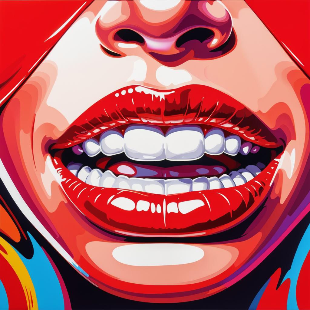 Vibrant Pop Art Nude Lips Artwork