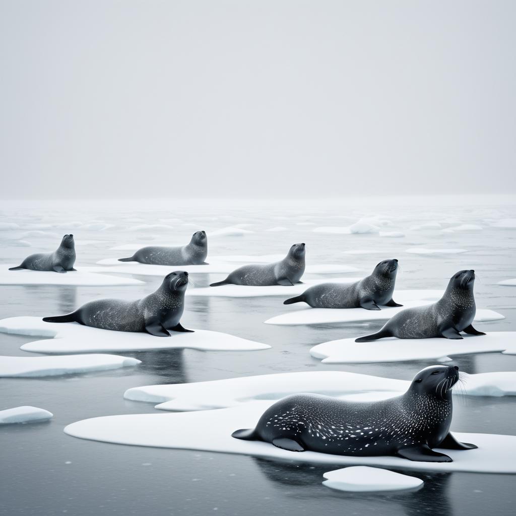 Cinematic Seals in Inuit Art Style