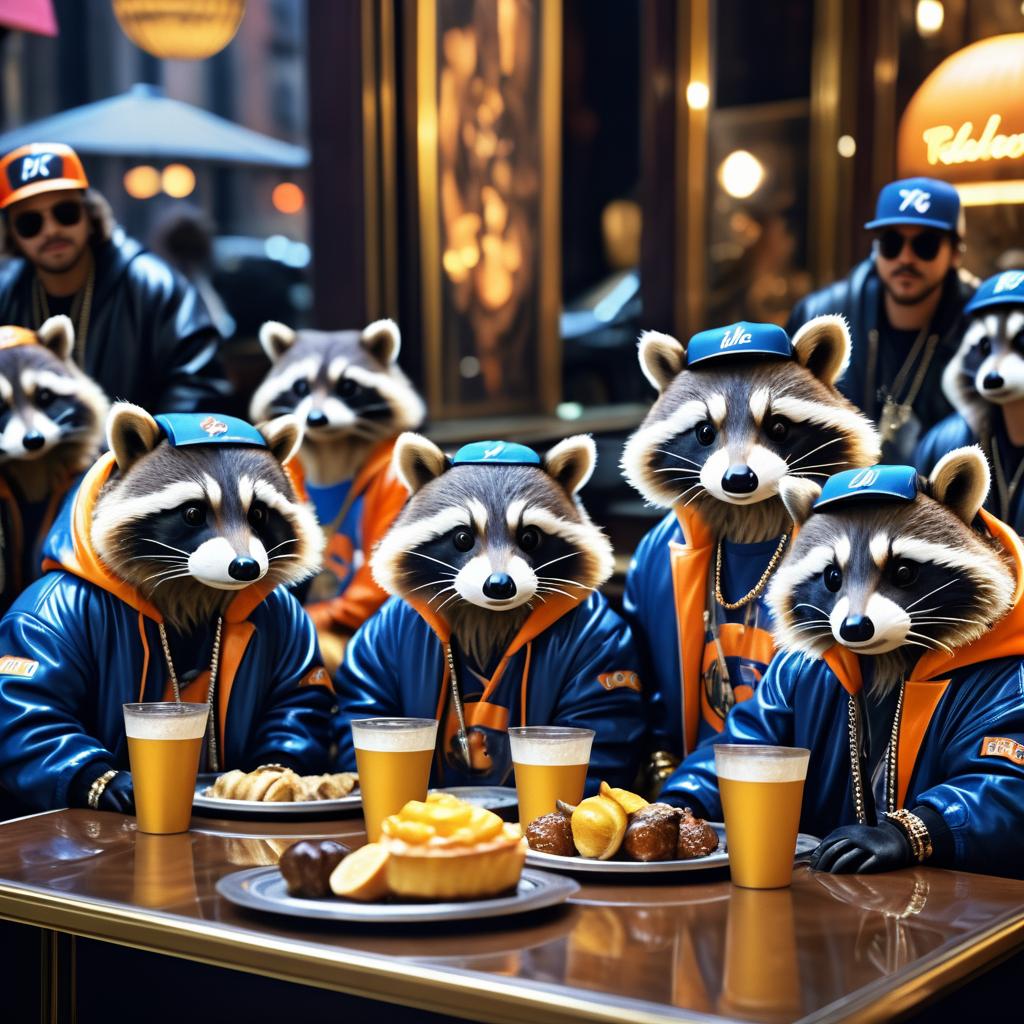 Oversized Raccoons Dressed in 1980s Style