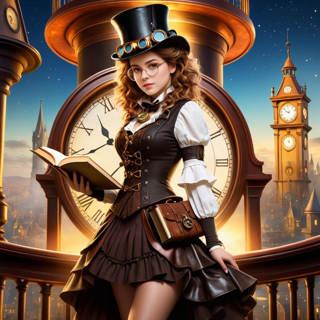 Steampunk Hermione in a Clock Tower