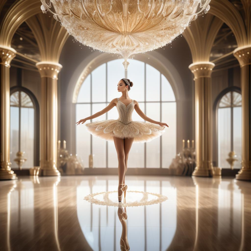 Elegant Ballerina in Champagne Glass