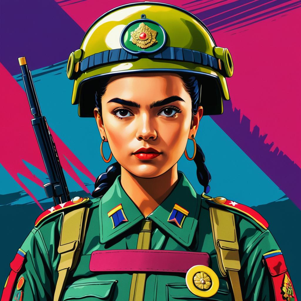 Frida Kahlo as a Manga Soldier Portrait