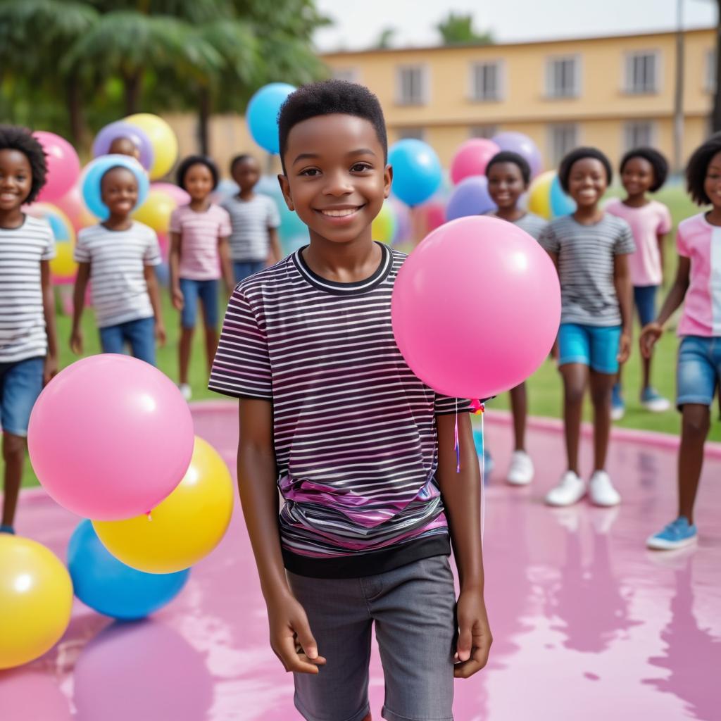 Joyful Orchestra Scene with Child and Balloons