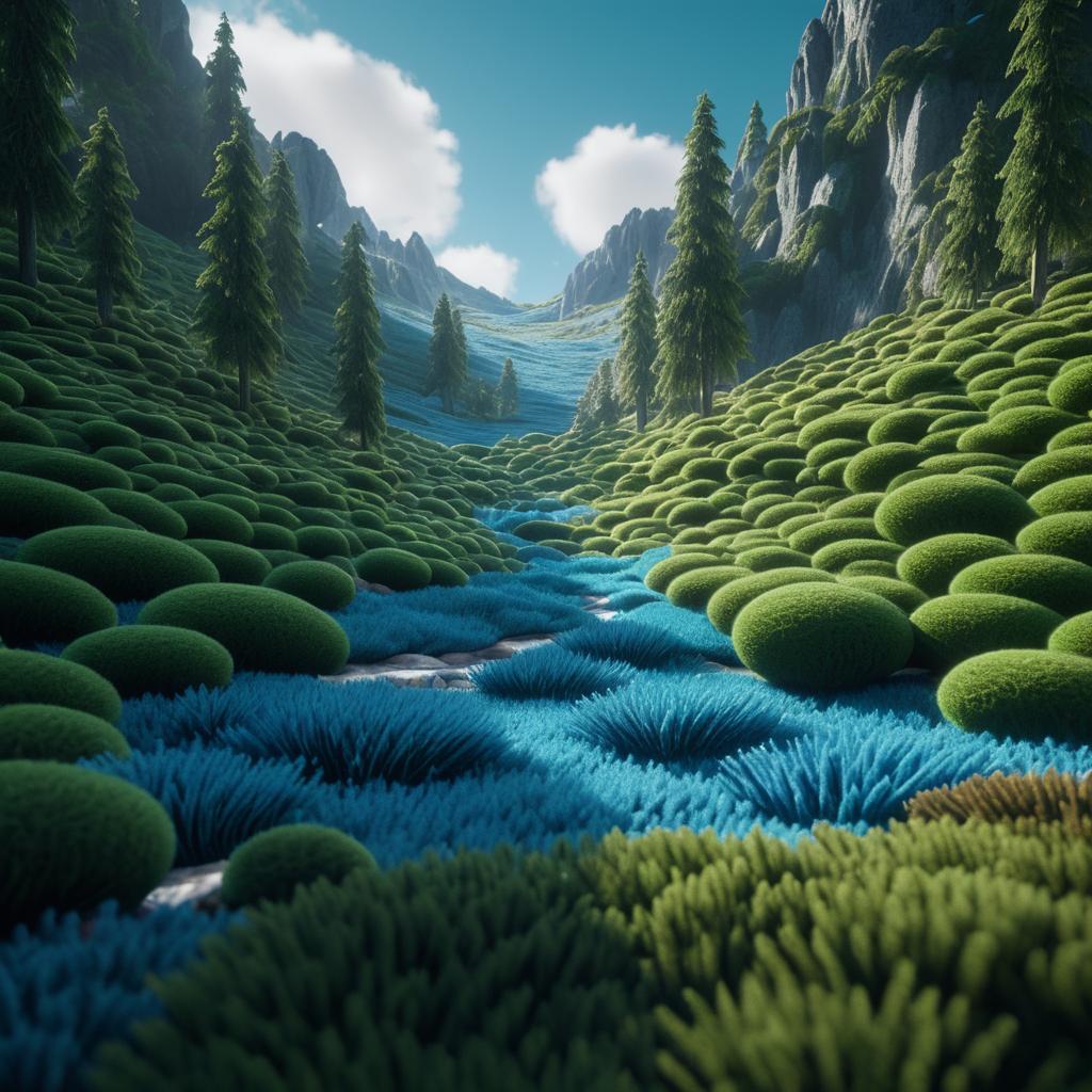 Whimsical Yarn and Moss Cinematic Scene