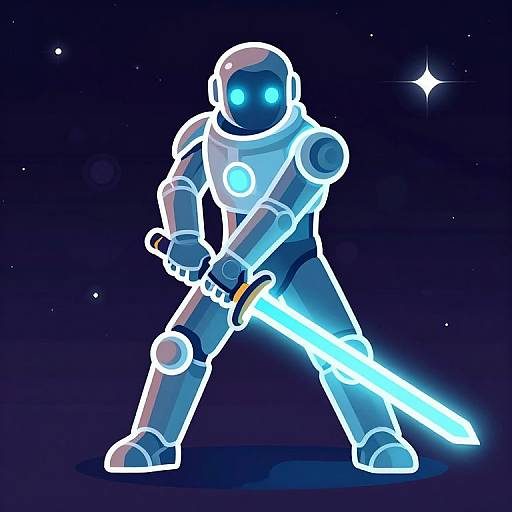 Neon Sci-Fi Humanoid with Energy Sword