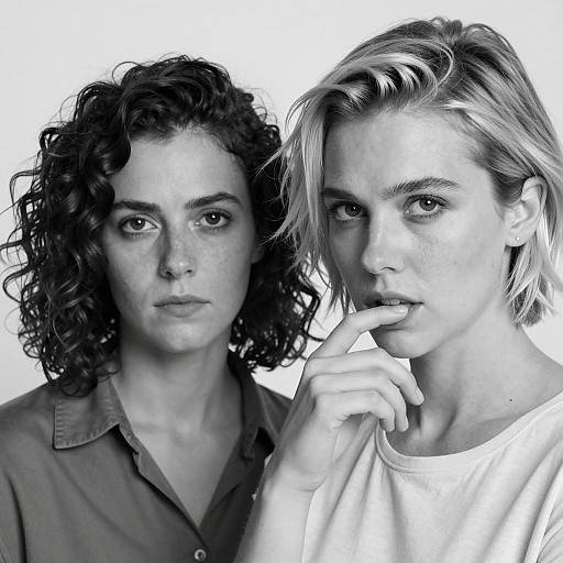 Black and White Portrait of Two Women